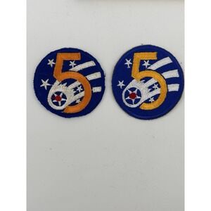 Genuine WWII Army Air Corps 5th Air Force Class A Snow Back Round Patch